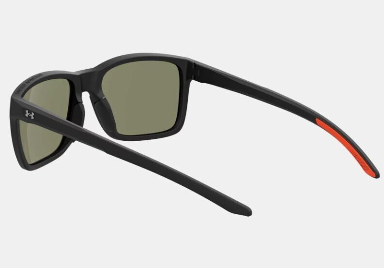 Under Armour UA Hustle Mirror Sunglasses Matte Black/Orange w/ Pouch New  #88662