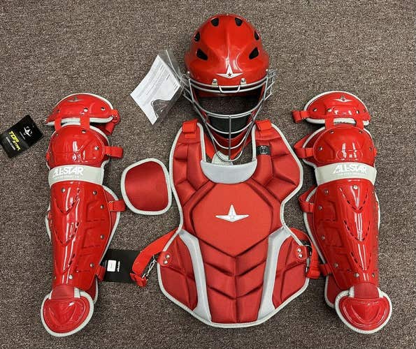 All Star Top Star Youth Ages 8-10 Baseball Catchers Gear Set - Red