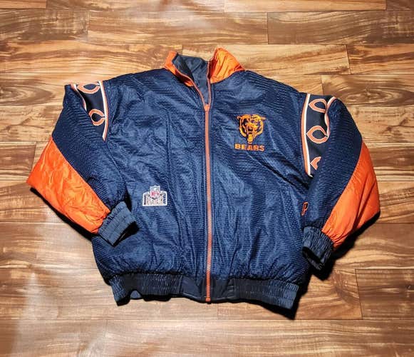 Vintage Rare Chicago Bears NFL Sports Pro Player Reversible Jacket Size L/XL