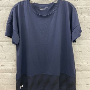 Under Armour Womens Loose Fit Locker Novelty Size Large Navy Blue Shirt NWT $30