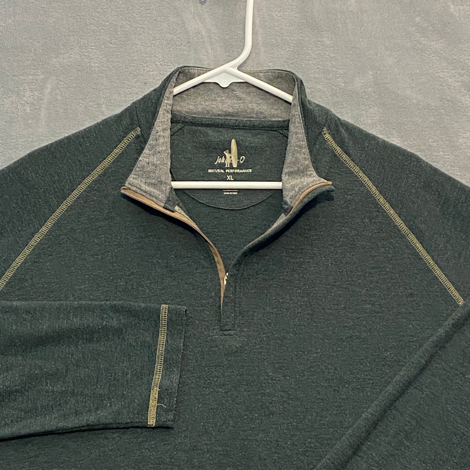 Johnnie-O Sweater Men XL Green Long Sleeve Natural Performance 1/4 Zip Golf Prep