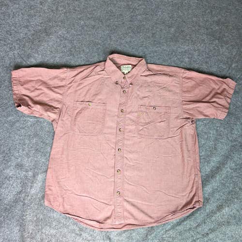Cabelas Mens Shirt Extra Large Red Short Sleeve Button Up Pocket Casual Outdoor