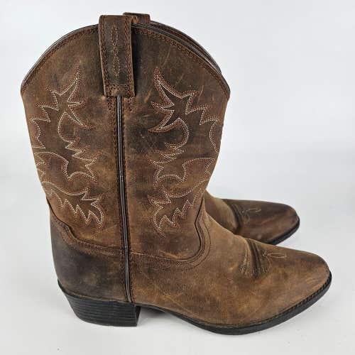 Ariat R-Toe Distressed Brown Leather Western Heritage Boots 31824 Youth Size 5
