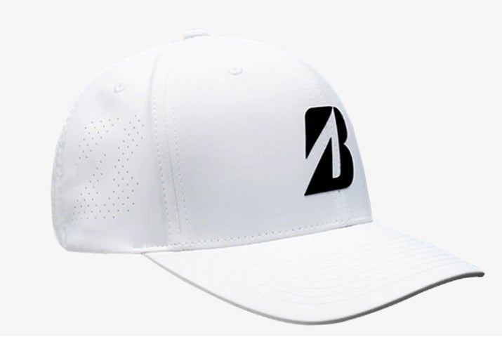 Bridgestone Men's Performance Tech Golf Hat - Snapback Golf Hat - WHITE