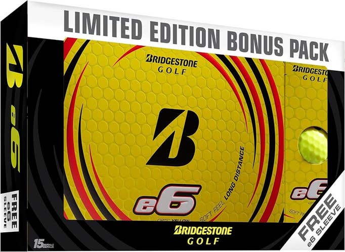 Bridgestone e6 Limited Edition Bonus Pack  1 Dozen + 1 Sleeve 15ct OPTIC YELLOW