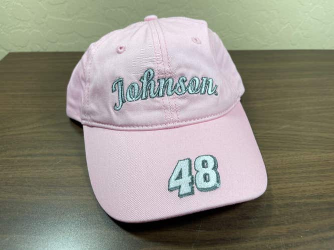 Nascar Jimmie Johnson #48 TEAM LOWE'S RACING Pink Adjustable Strap Cap Hat!