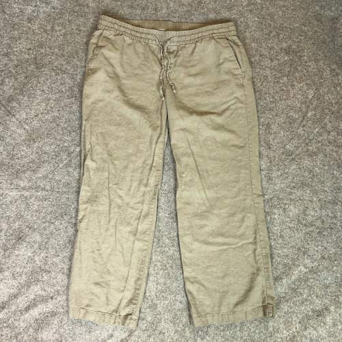 Old Navy Mens Pants Large Gray Straight Linen Blend Pockets Lightweight Casual