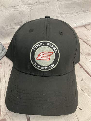 Tour Edge Exotics Black Golf Hat - Round Tour Edge Exotics Logo - BLACK HAT