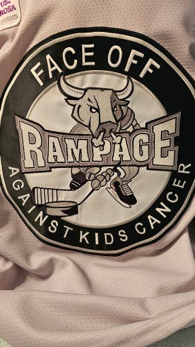 San Antonio Rampage Game Worn Autographed Jersey #7 Blake Parlett Face-Off Against Kids Cancer