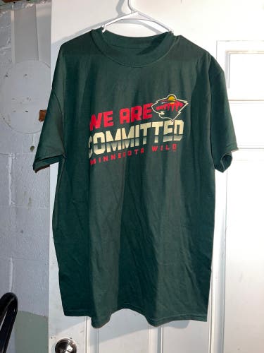 Hanes Beefy T Shirt Minnesota Wild We Are Committed Mens Size Large New No Tags.