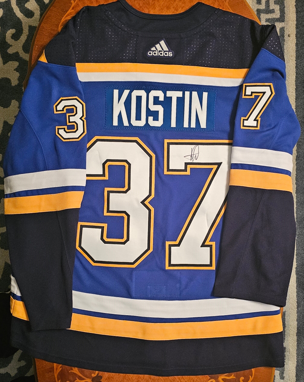Klim Kostin (Detroit Red Wings) Team Issued Autographed St. Louis Blues Jersey