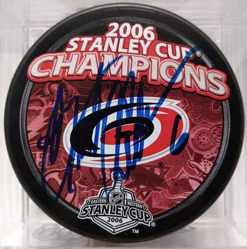 Bret Hedican Autographed 2006 Stanley Cup Champions Carolina Hurricanes NHL Puck