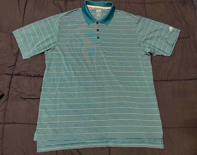 Adidas Golf ClimaLite Mens Blue Striped Short Sleeve Polo Size XL