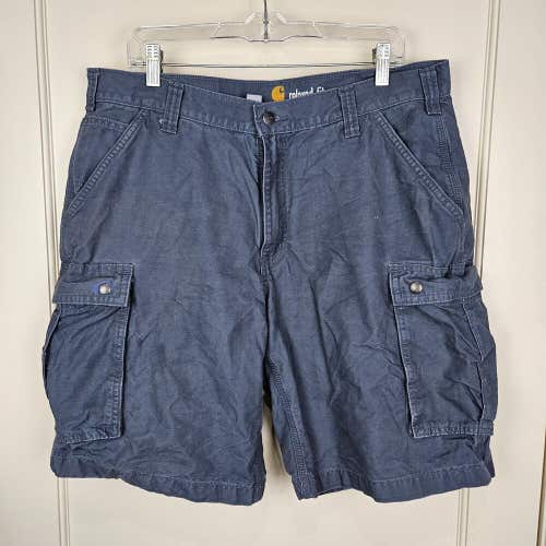 Carhartt Shorts Mens 38 Navy Blue Cargo Relaxed Fit Casual Workwear Pockets