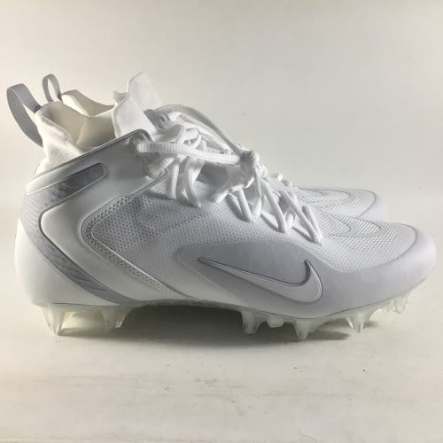 Nike Alpha Huarache 8 Elite Mens Lacrosse Cleats White Silver Size 12 CW4440-110