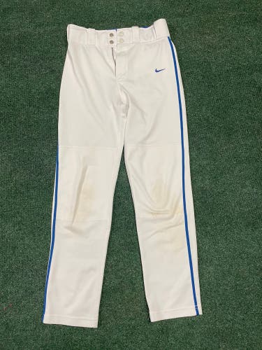 Nike Baseball Pants YL White Royal Blue Piping