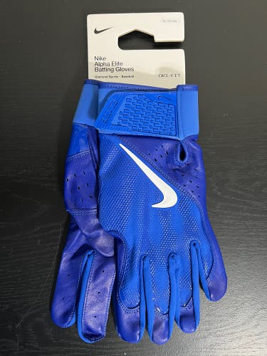 Nike Alpha Elite Baseball Batting Gloves Adult Size XL Blue FD7816-434