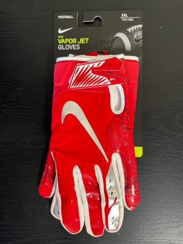 Nike Vapor Jet 5.0 Gloves Men’s Size 2XL Red/ Silver GF0651-992