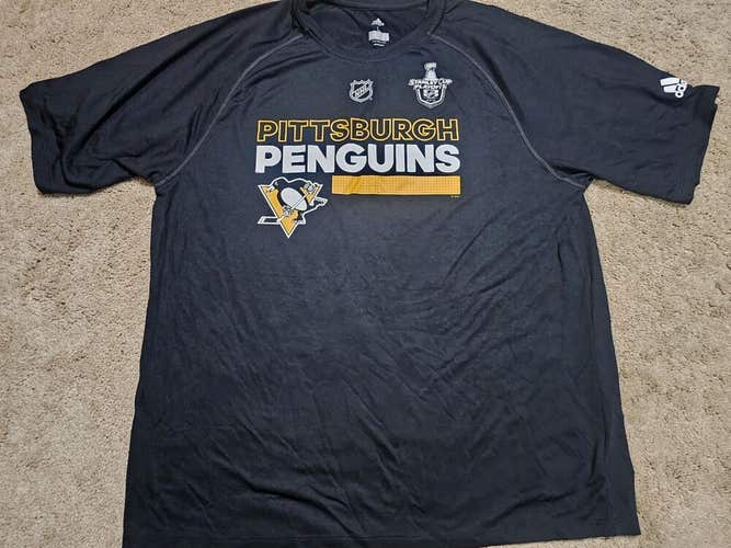 PITTSBURGH PENGUINS Adidas '18 Playoffs Locker Room Issued Dry Fit NEW Shirt L 2
