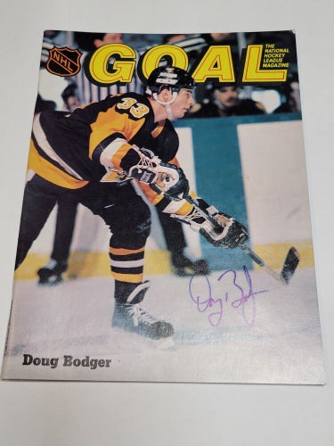 DOUG BODGER Signed 1-6-86 Pittsburgh Penguins Goal Magazine Coa