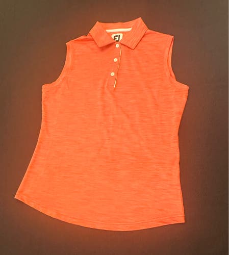 Footjoy Womens Orange Sleeveless Golf Polo Size XS