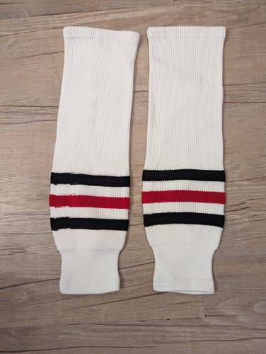 White + Red and Black Stripe Intermediate Used Socks