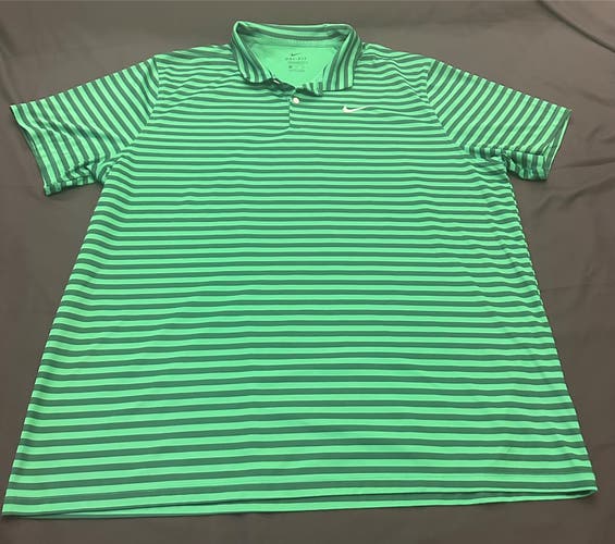 Green Striped Men's Nike Dri-Fit Polo Shirt