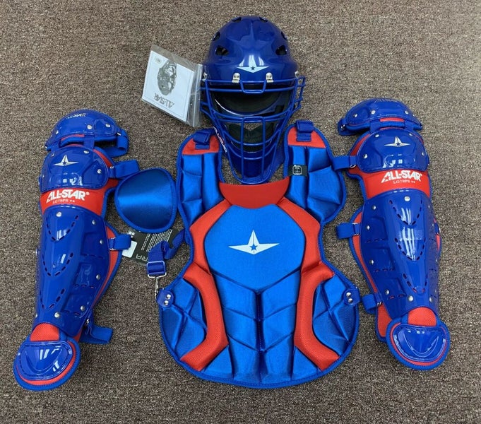 All Star Players Series Youth 7-9 Catchers Gear Set - Royal Blue Red