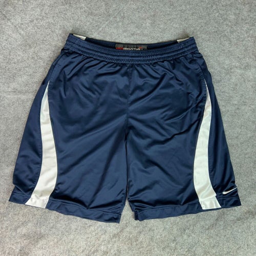 Nike Mens Shorts Large Navy White Basketball Drawstring Pockets Athletic Y2K