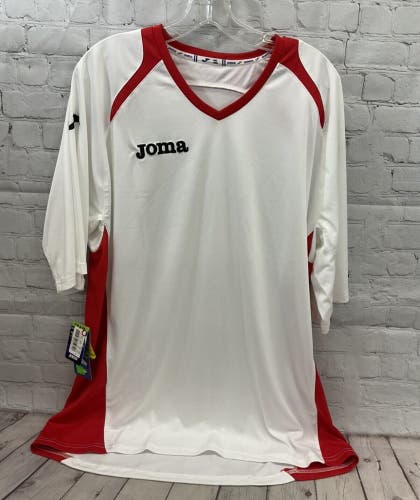 Joma Adult Champion II Size 4XLarge White Red S/S Training Soccer Jersey NWT