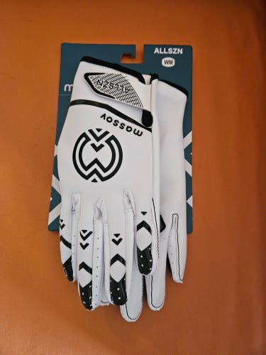 White New Adult Small Massov ALLSZN Football Gloves
