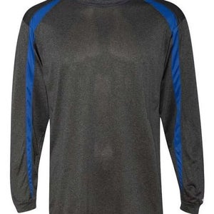 Badger Sport Adult Fusion B4350 Size XL Carbon Royal Blue Long Sleeve Shirt New