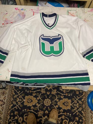 White Used Large Hartford Whalers Adult Unisex CCM Jersey
