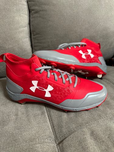 Red Men's Metal Under Armour MLB Authentic Collection Cleats 12.5