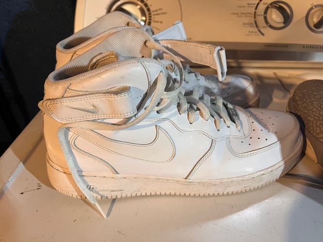 NIKE ALL WHITE HIGH TOP AIR FORCE 1s Size 14