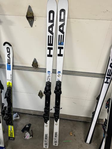 Like New HEAD 185 cm Worldcup Junior Super-G SG Skis 185 R30 with new 14DIN Head Binding