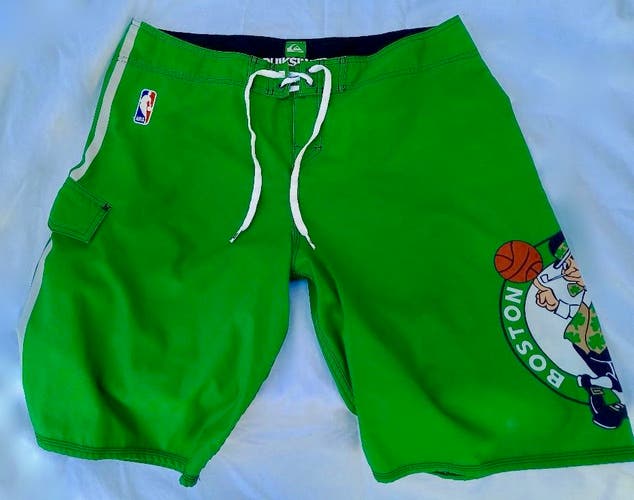 Quiksilver Boston Celtics NBA Green Board Shorts Men’s Size 36 Length 21 1/2"