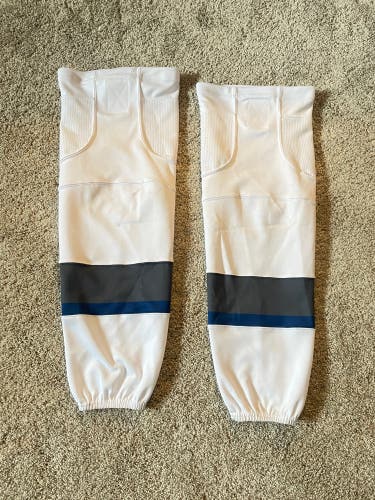 Intermediate 28” Hockey Socks—White/Gray/Blue