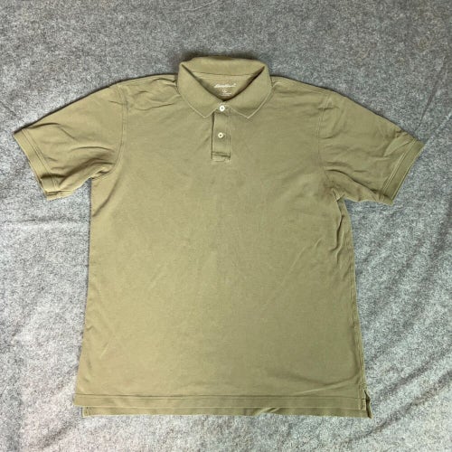 Eddie Bauer Men Shirt Large Tall Brown Short Sleeve Button Casual Cotton Outdoor
