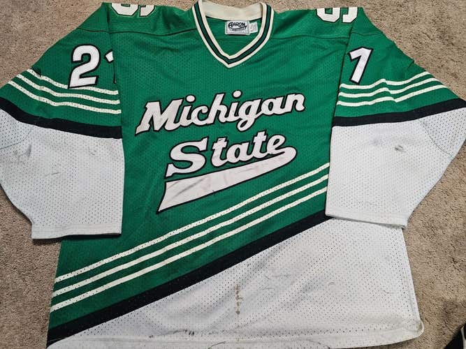 BRIAN CRANE 96'97 Green Michigan State NOBR Game Worn Jersey COA