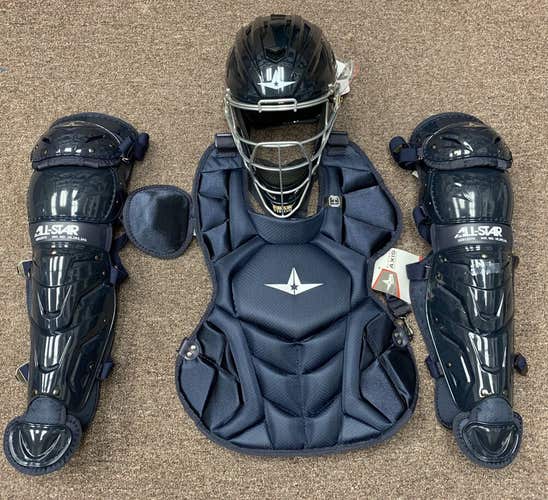 All Star System 7 Axis Youth 10-12 Catchers Gear Set - Solid Navy Blue