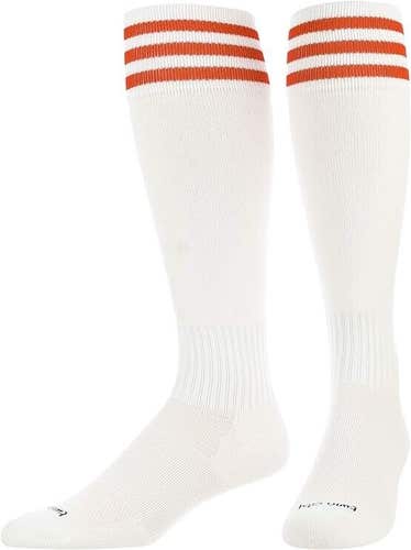 TCK Adult Unisex Elite Finale Size Large White Orange 3 Stripe 10 Pack Socks NWT