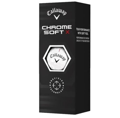 Callaway Chrome Soft X Golf Balls (White, 3pk) 1 Sleeve 2022 NEW