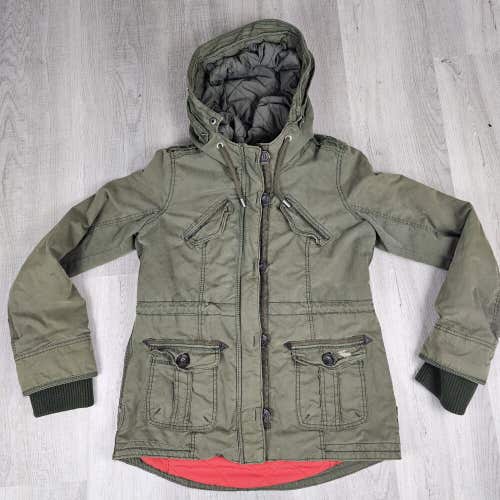 Abercrombie & Fitch Jacket Coat Womens Medium Army Green Canvas Utility
