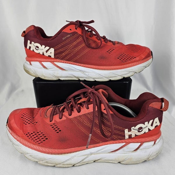 Hoka One One Clifton 6 Red White Mens Size 12 Running Shoes Sneakers