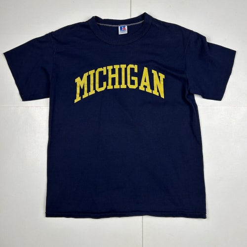 Vintage University of Michigan Block Letter Spell Out T-Shirt Russell Athletic M