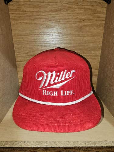 Vintage Miller High Life Corduroy Brewing Company Beer Promo Strapback Vtg Hat