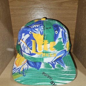 Vintage Miller Lite Beer Floral Hawaiian The Game Hat Cap Vtg Snapback