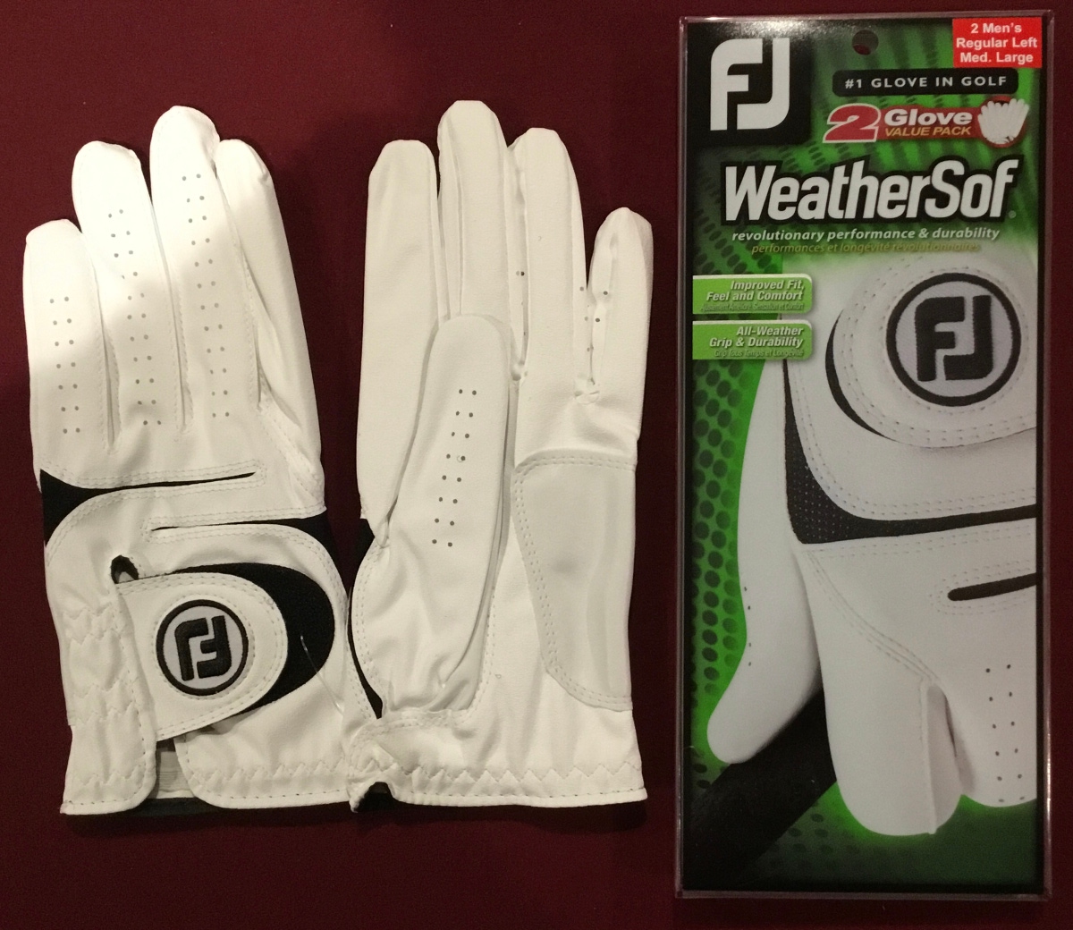 New Footjoy WeatherSof Medium/Large Left Hand Glove 2 Pack