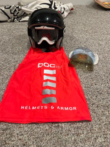 Gently Used Small POC Skull Orbic X Spin Helmet & goggle Lens And POCito Vest FIS Legal